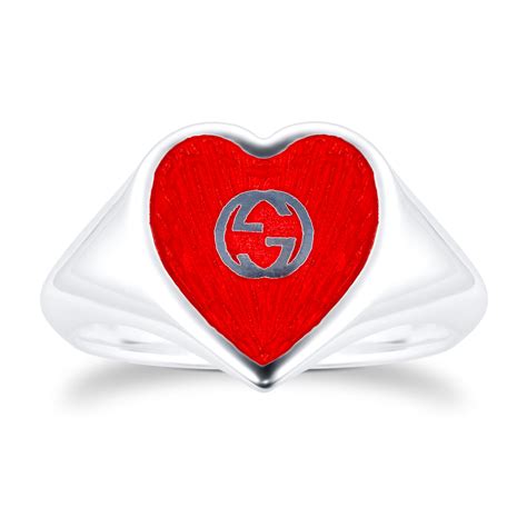 gucci silver heart toggle ring|Gucci interlocking ring silver.